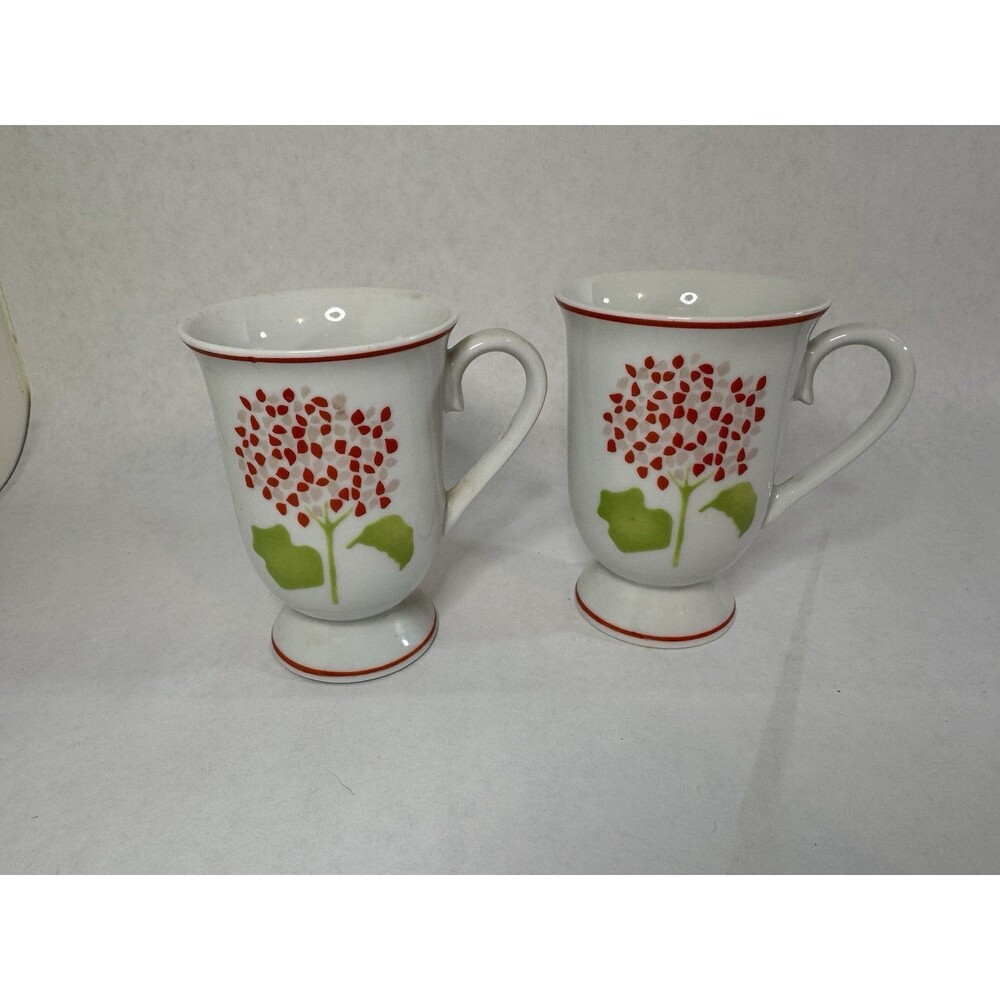Vintage Cup 1984 Peachtree Designs Porcelana Veracruz Brazil Floral Pedestal Mug